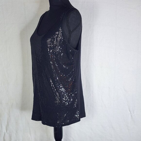 Lane Bryant Black Sparkle Sequin Front Cotton Modal Back Dressy Tank Size 14/16 - Picture 7 of 16